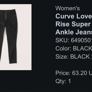 Curve Love Black High Rise Super Skinny Ankle Jeans